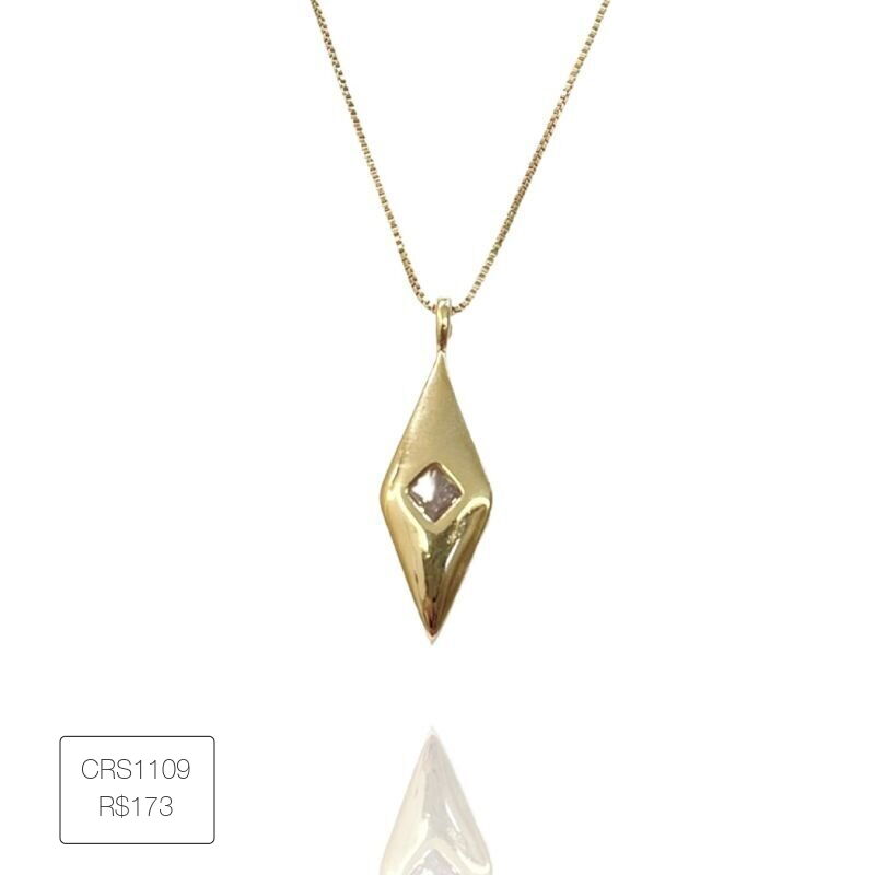 Colar Longo Losango Zirc Central Allure Dourado